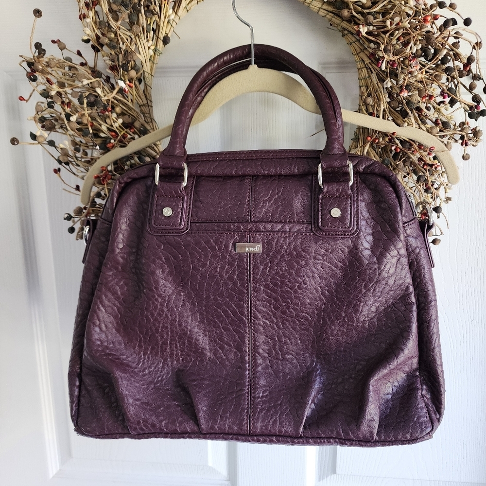 Thirty One Purse Pebbled Vegan Leather Plum Colour Jewels Gems Vintage Pebble